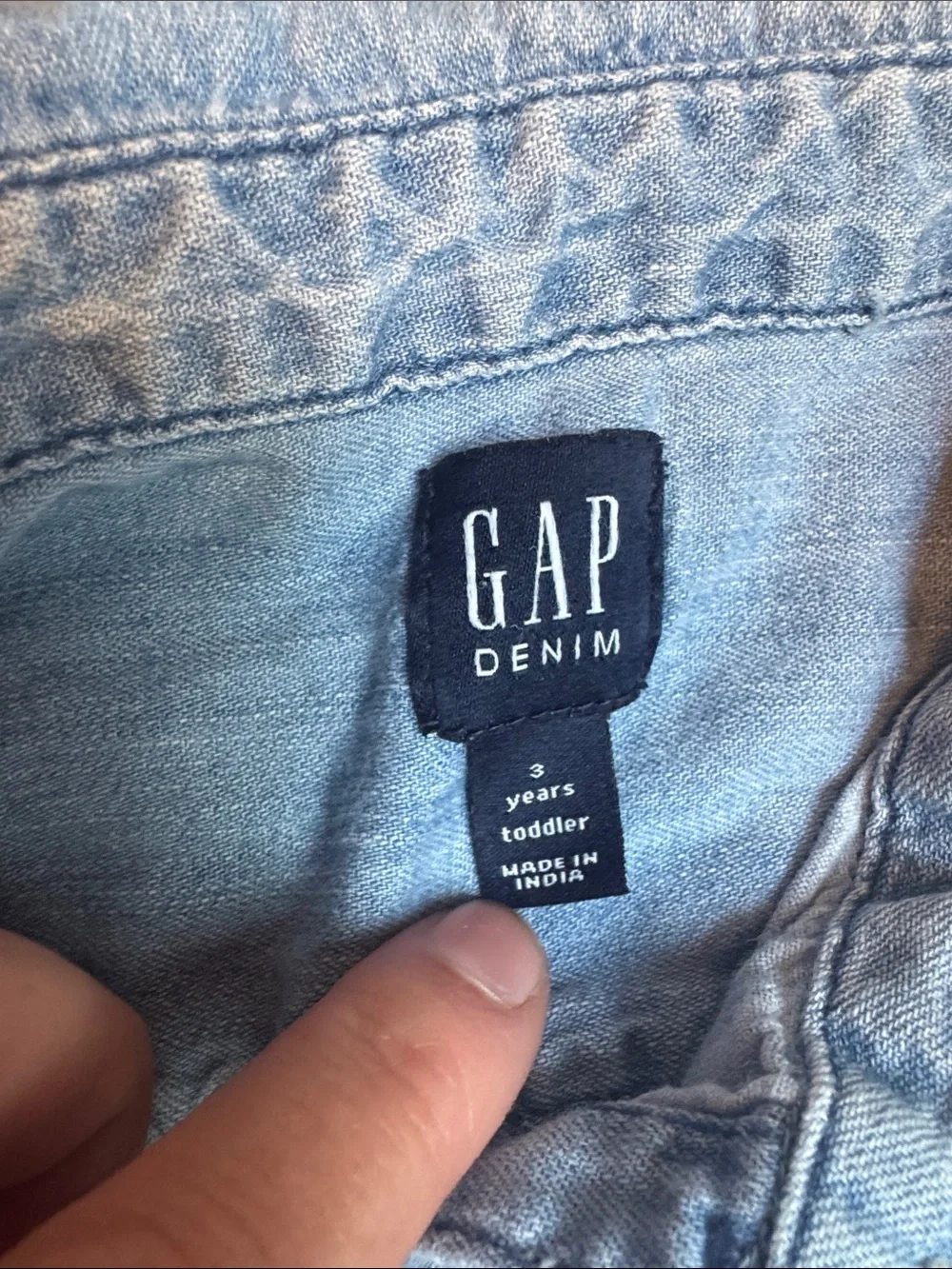 GAP Cream Striped Hooded Sweater & Light Blue Denim Shirt